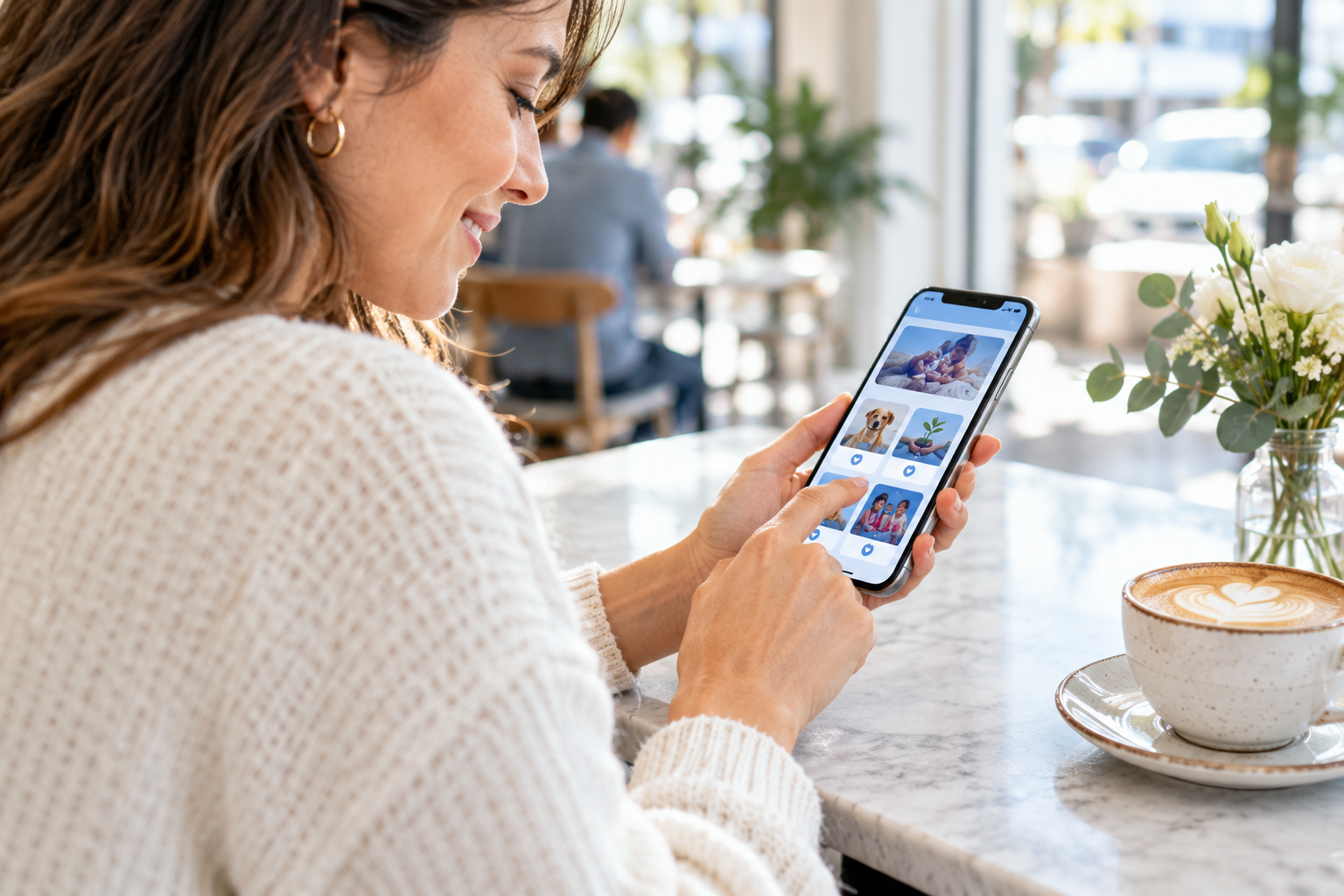 Supporter choosing a cause on her smartphone